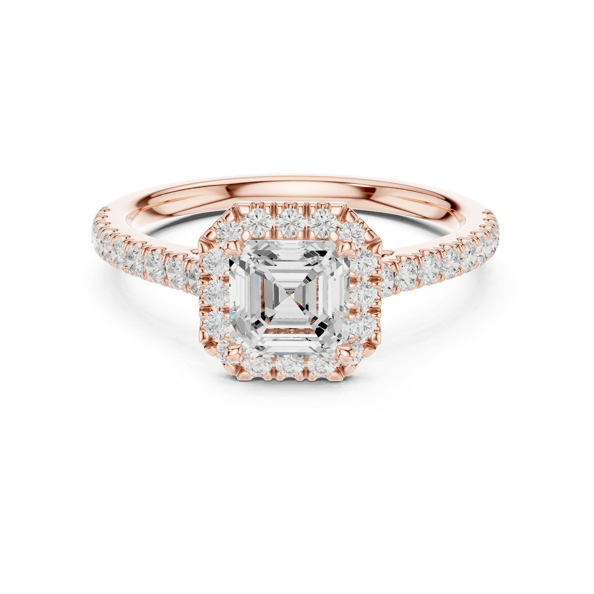 Emerald Halo Lab Grown Diamond Engagement Ring
