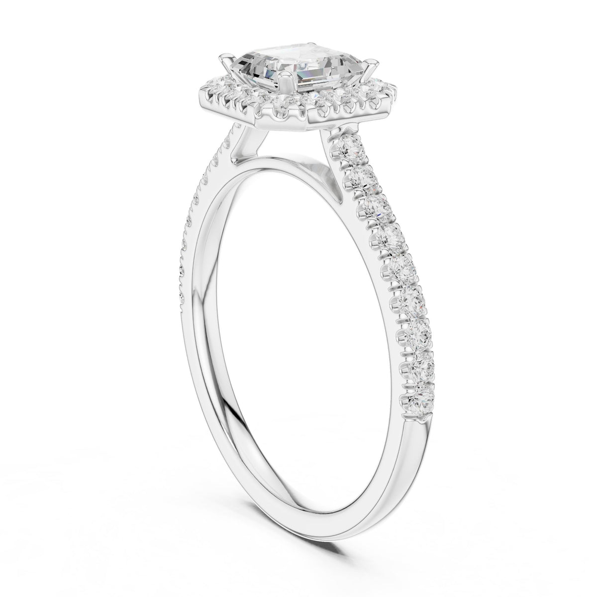Emerald Halo Lab Grown Diamond Engagement Ring