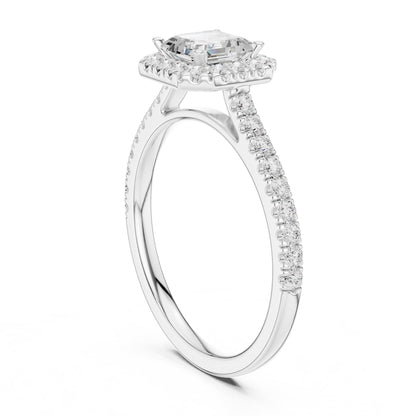Emerald Halo Lab Grown Diamond Engagement Ring