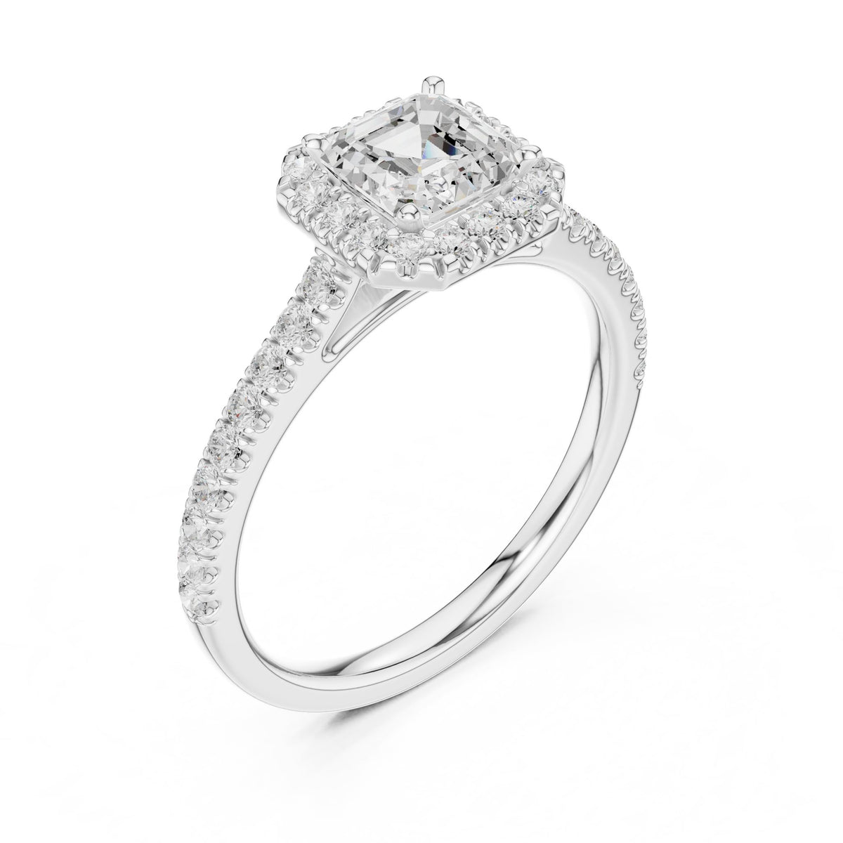 Emerald Halo Lab Grown Diamond Engagement Ring