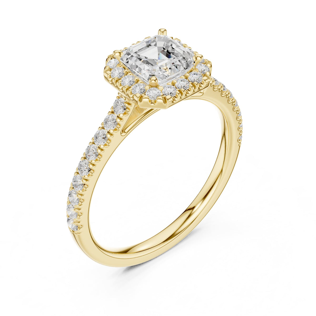 Emerald Halo Lab Grown Diamond Engagement Ring