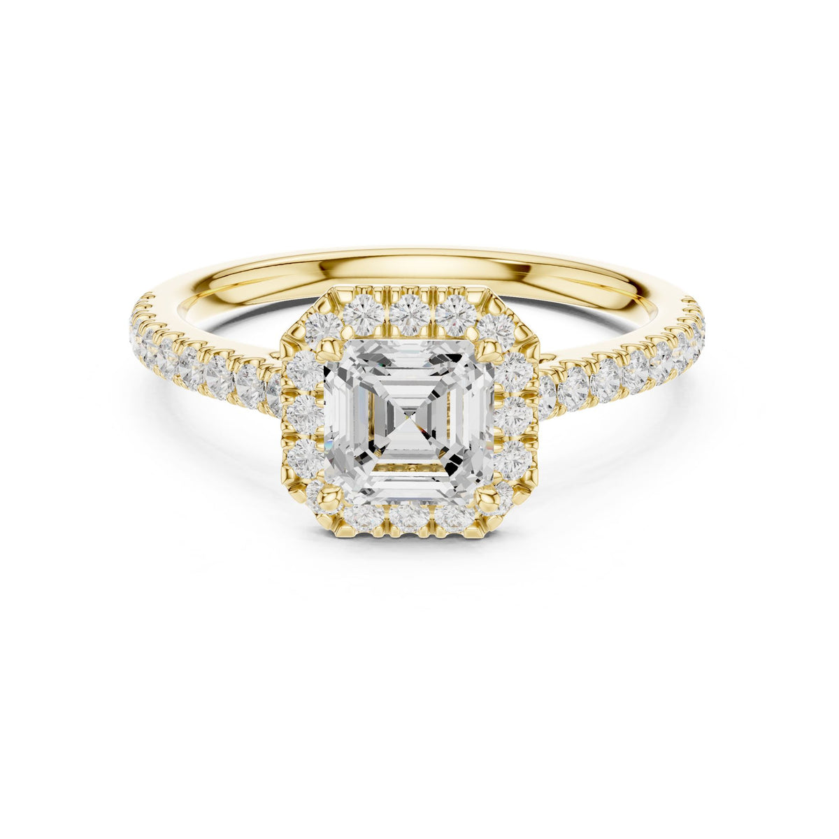 Emerald Halo Lab Grown Diamond Engagement Ring