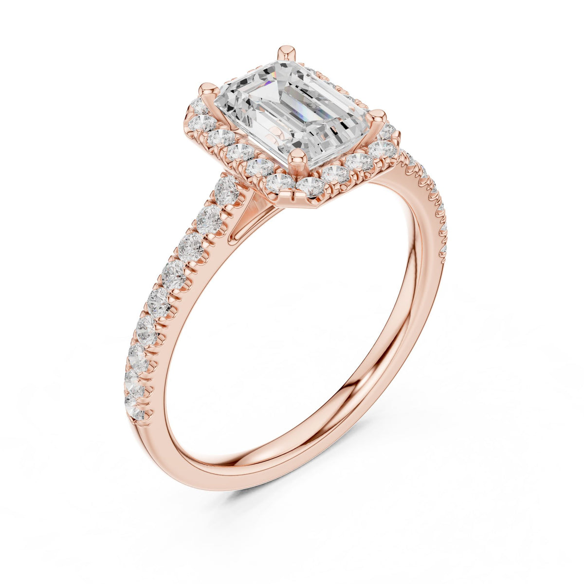 Emerald Halo Lab Grown Diamond Engagement Ring
