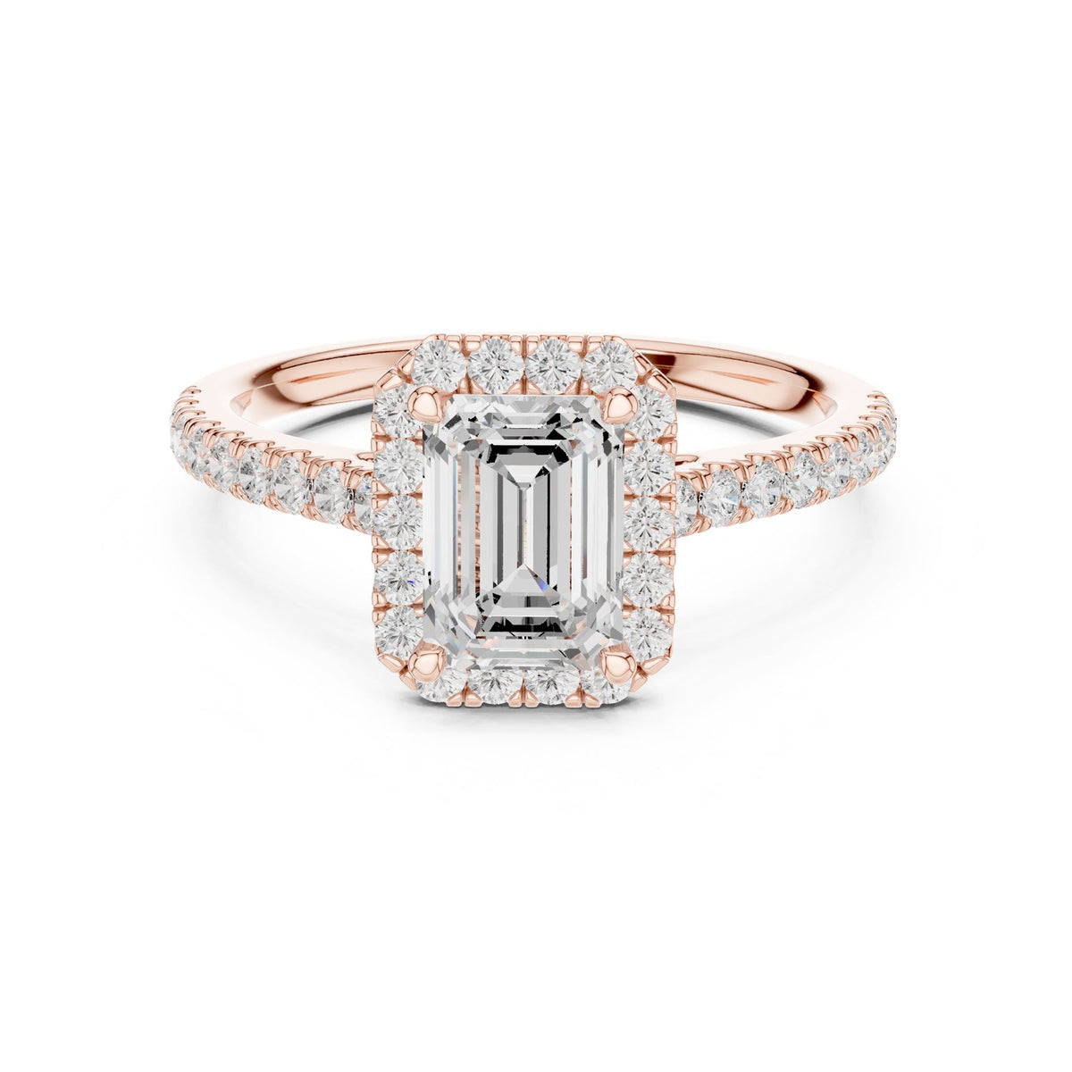 Emerald Halo Lab Grown Diamond Engagement Ring
