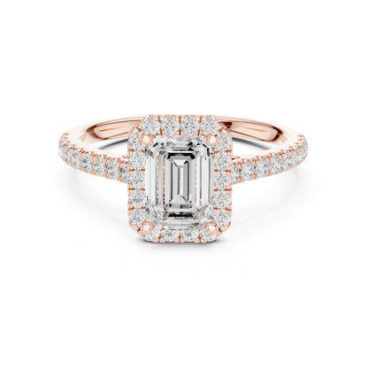 Emerald Halo Lab Grown Diamond Engagement Ring