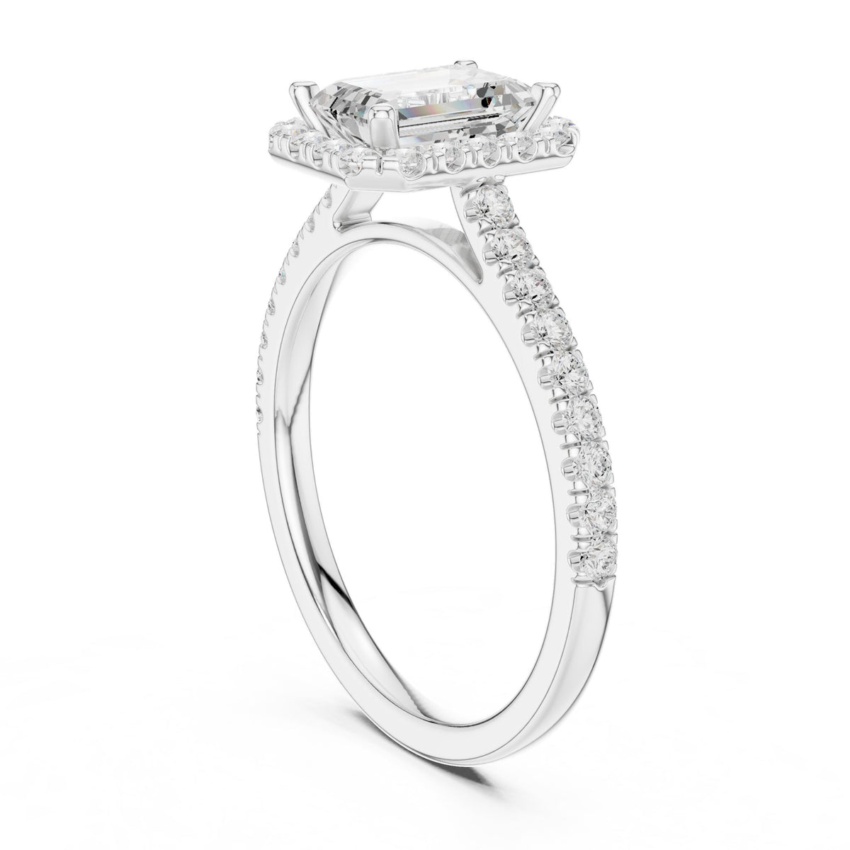 Emerald Halo Lab Grown Diamond Engagement Ring