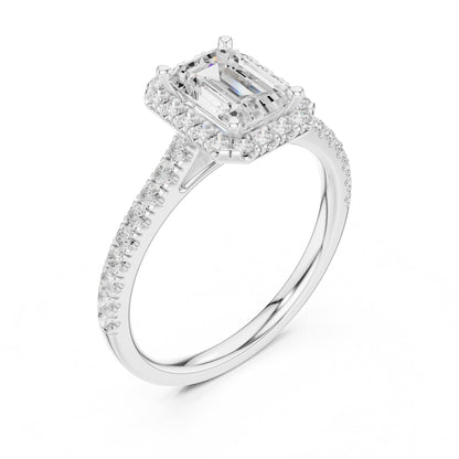 Emerald Halo Lab Grown Diamond Engagement Ring
