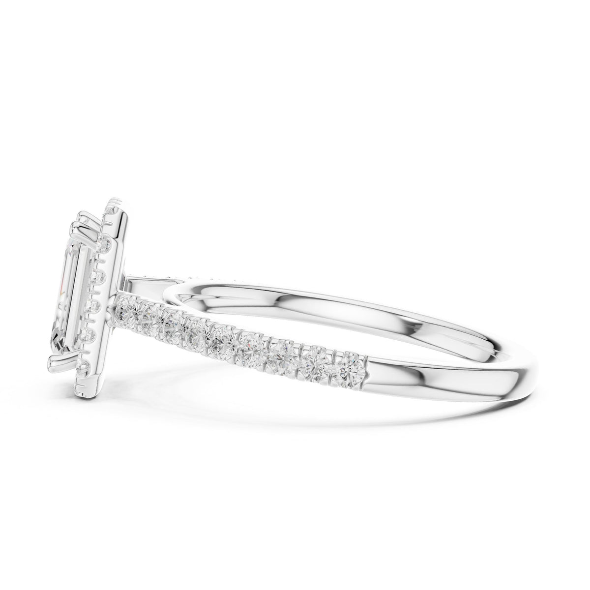 Emerald Halo Lab Grown Diamond Engagement Ring
