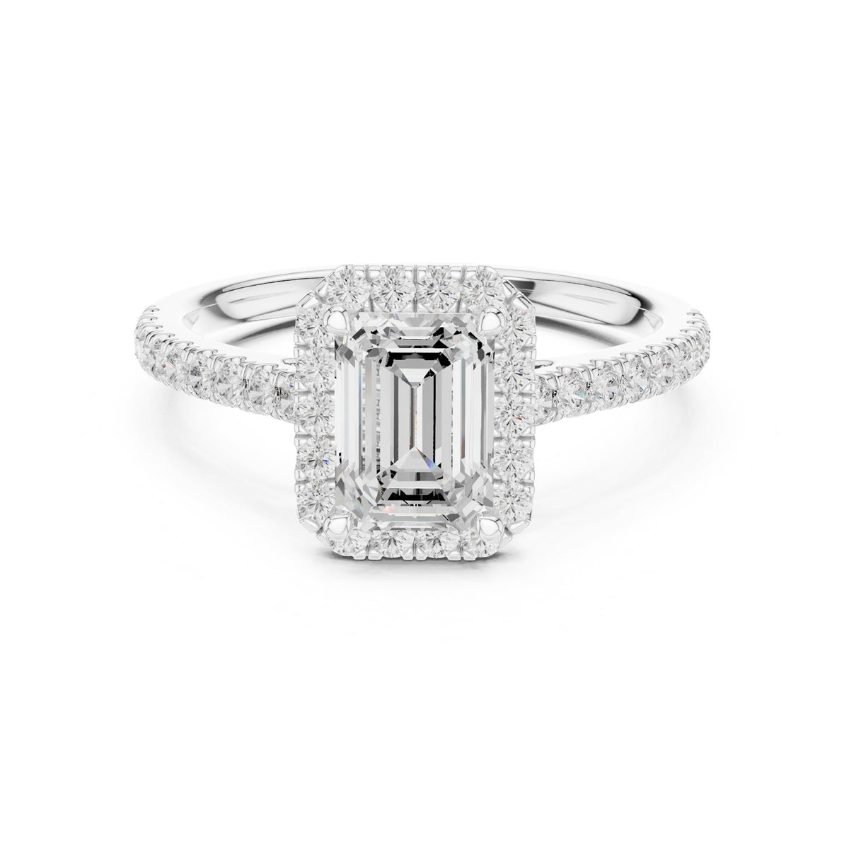 Emerald Halo Lab Grown Diamond Engagement Ring