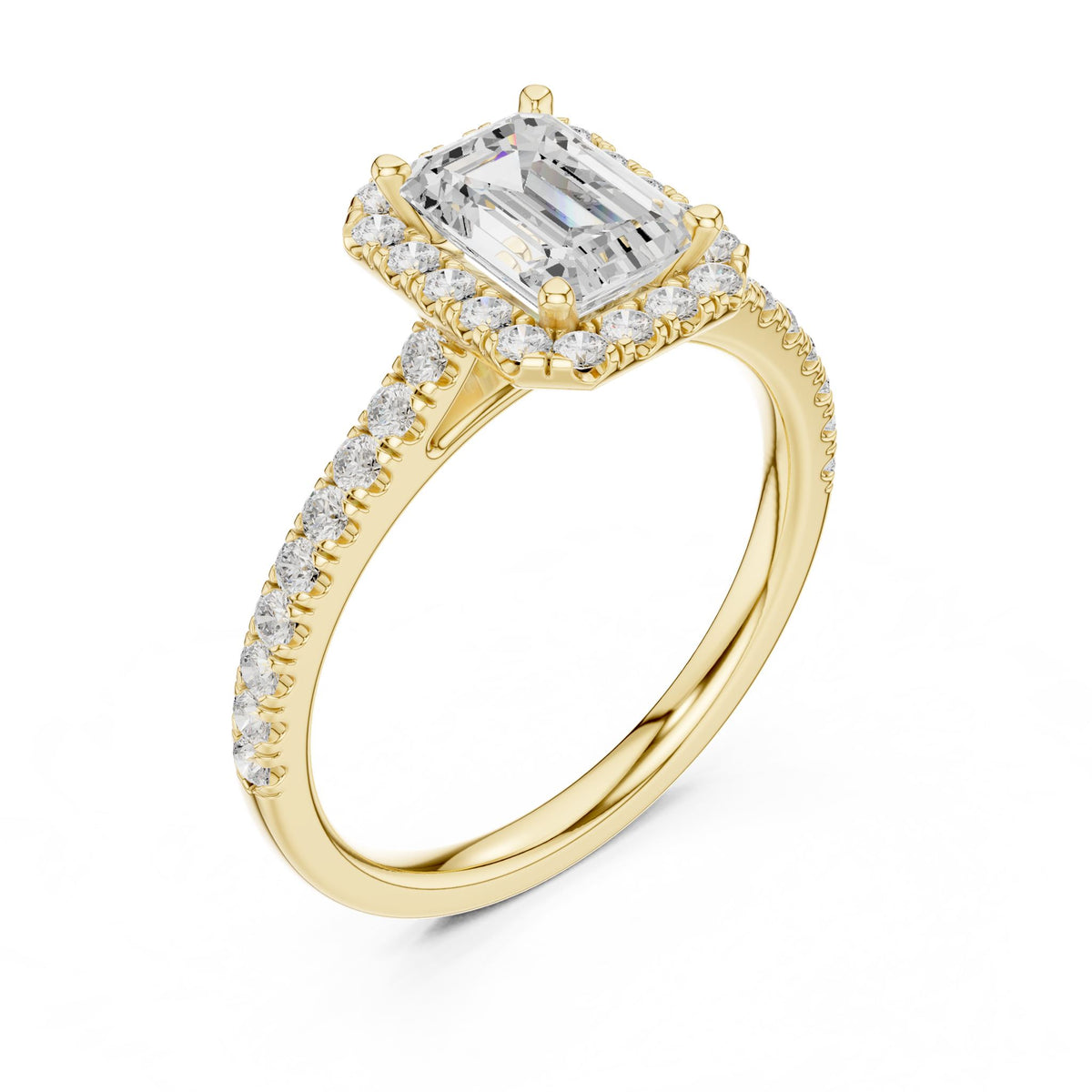 Emerald Halo Lab Grown Diamond Engagement Ring