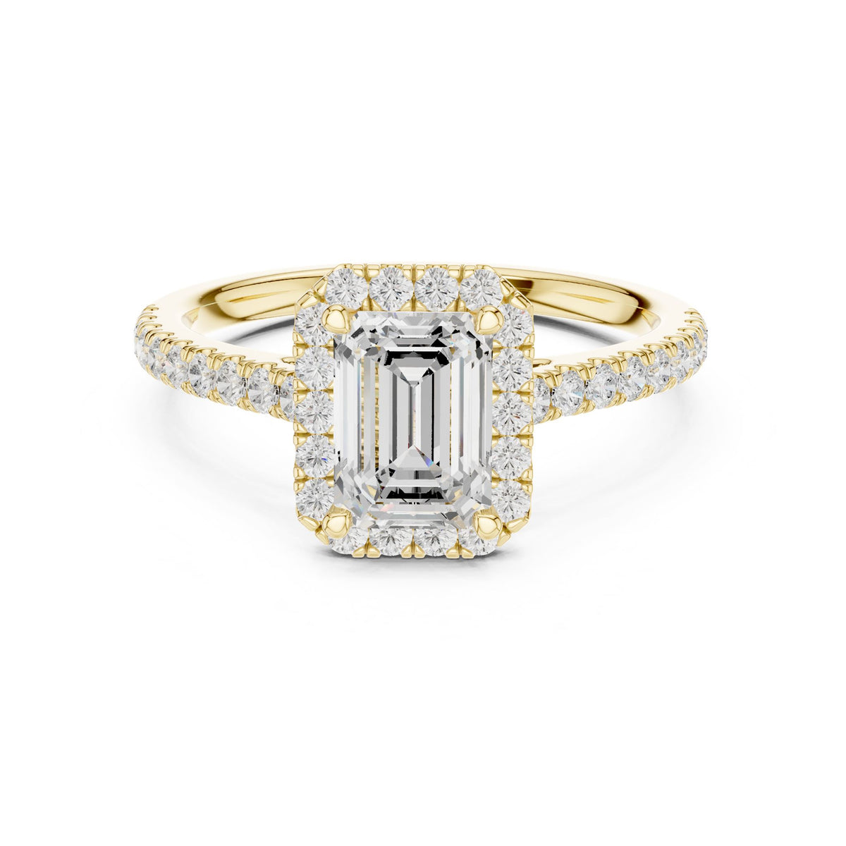 Emerald Halo Lab Grown Diamond Engagement Ring