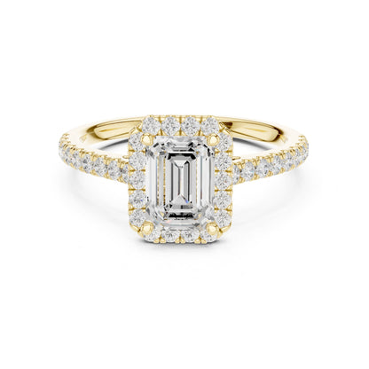 Emerald Halo Lab Grown Diamond Engagement Ring
