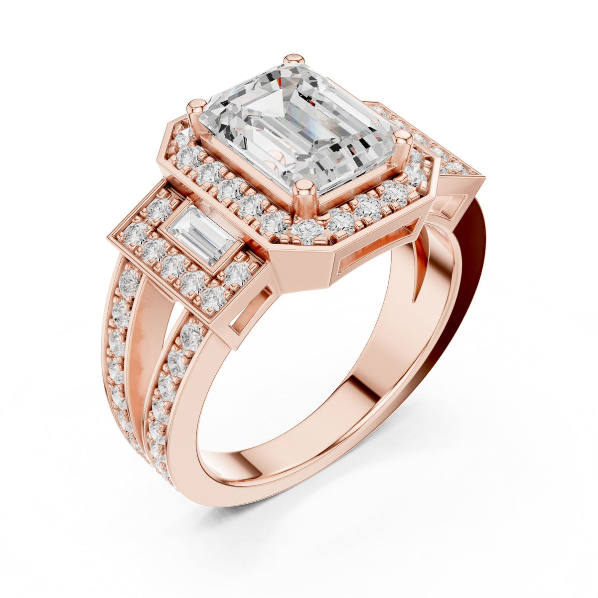 Emerald Halo Lab Grown Diamond Engagement Ring