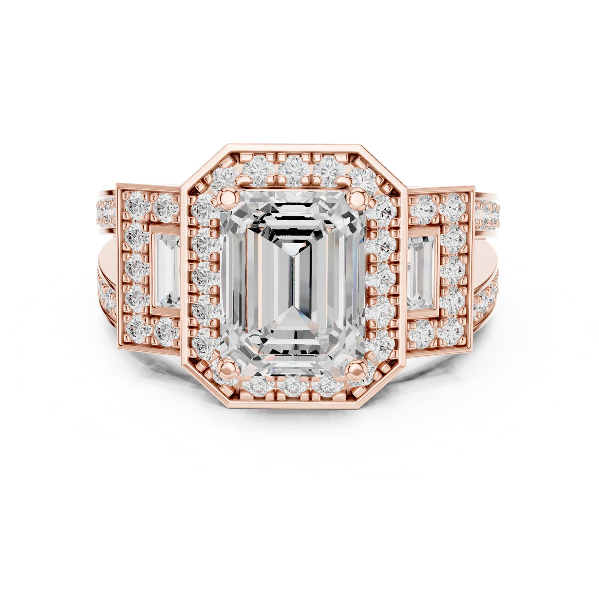 Emerald Halo Lab Grown Diamond Engagement Ring