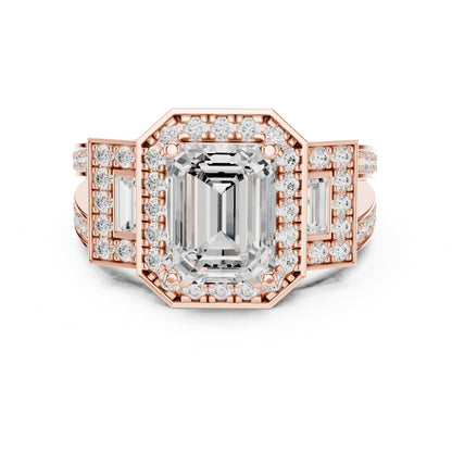 Emerald Halo Lab Grown Diamond Engagement Ring