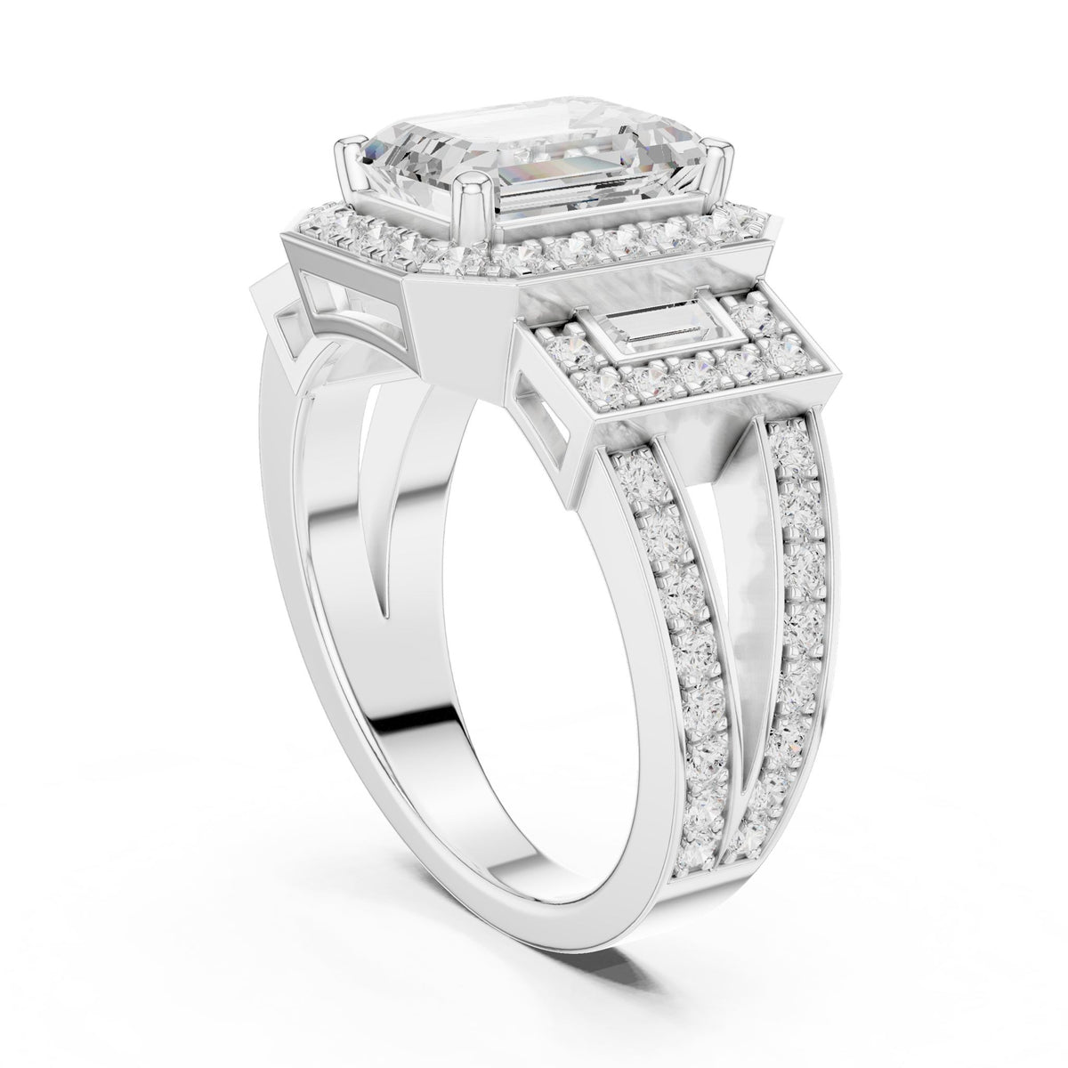 Emerald Halo Lab Grown Diamond Engagement Ring