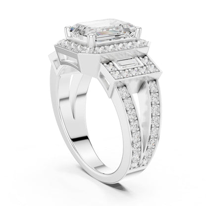 Emerald Halo Lab Grown Diamond Engagement Ring