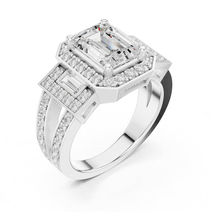 Emerald Halo Lab Grown Diamond Engagement Ring