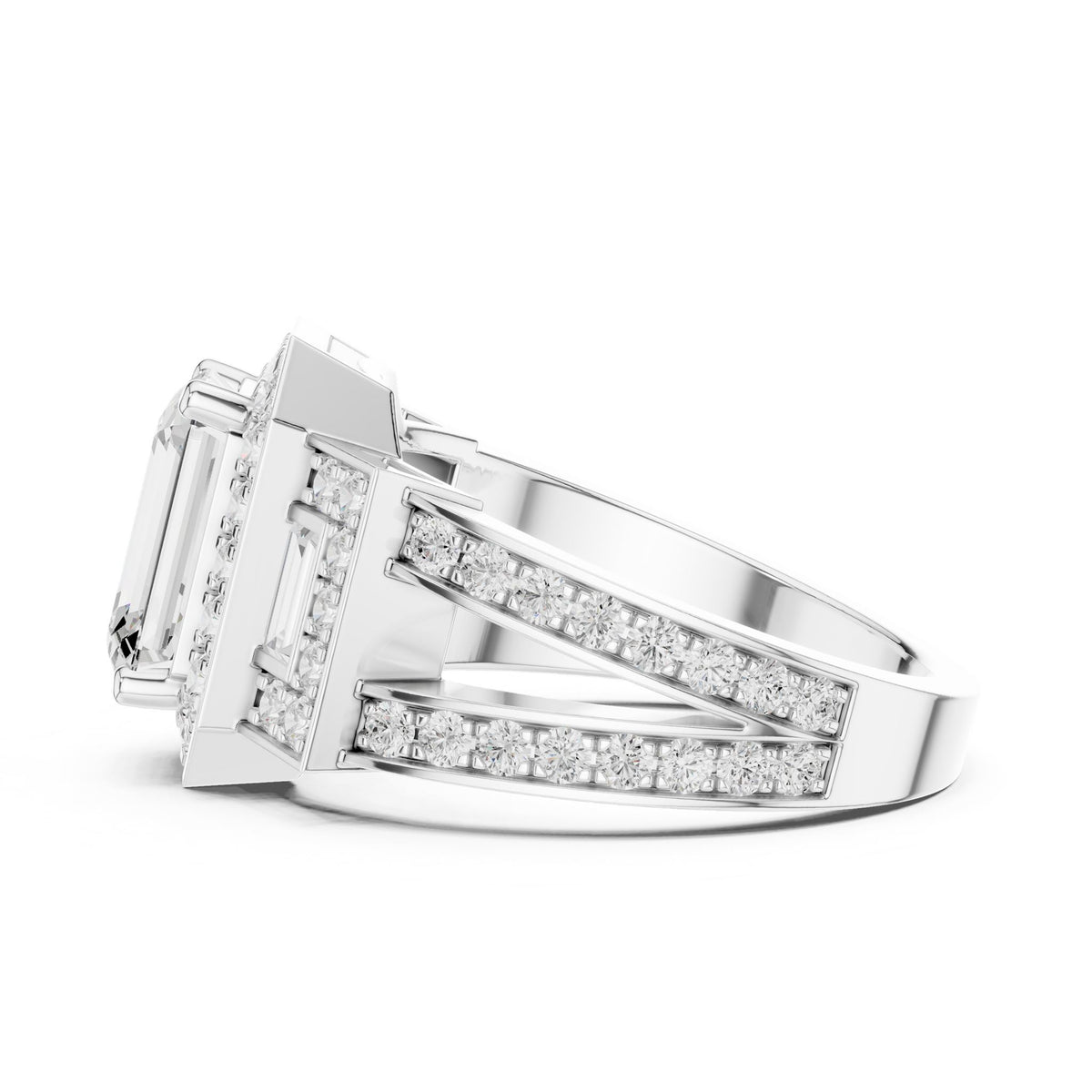 Emerald Halo Lab Grown Diamond Engagement Ring