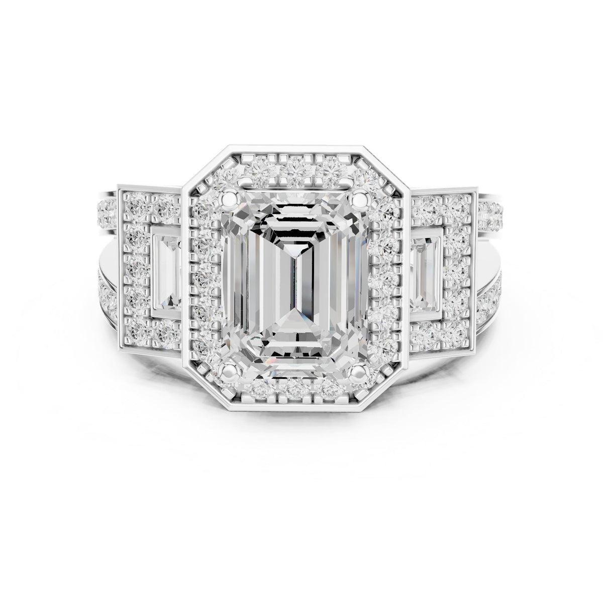 Emerald Halo Lab Grown Diamond Engagement Ring
