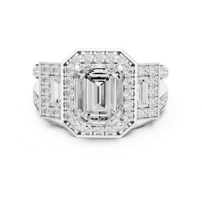 Emerald Halo Lab Grown Diamond Engagement Ring