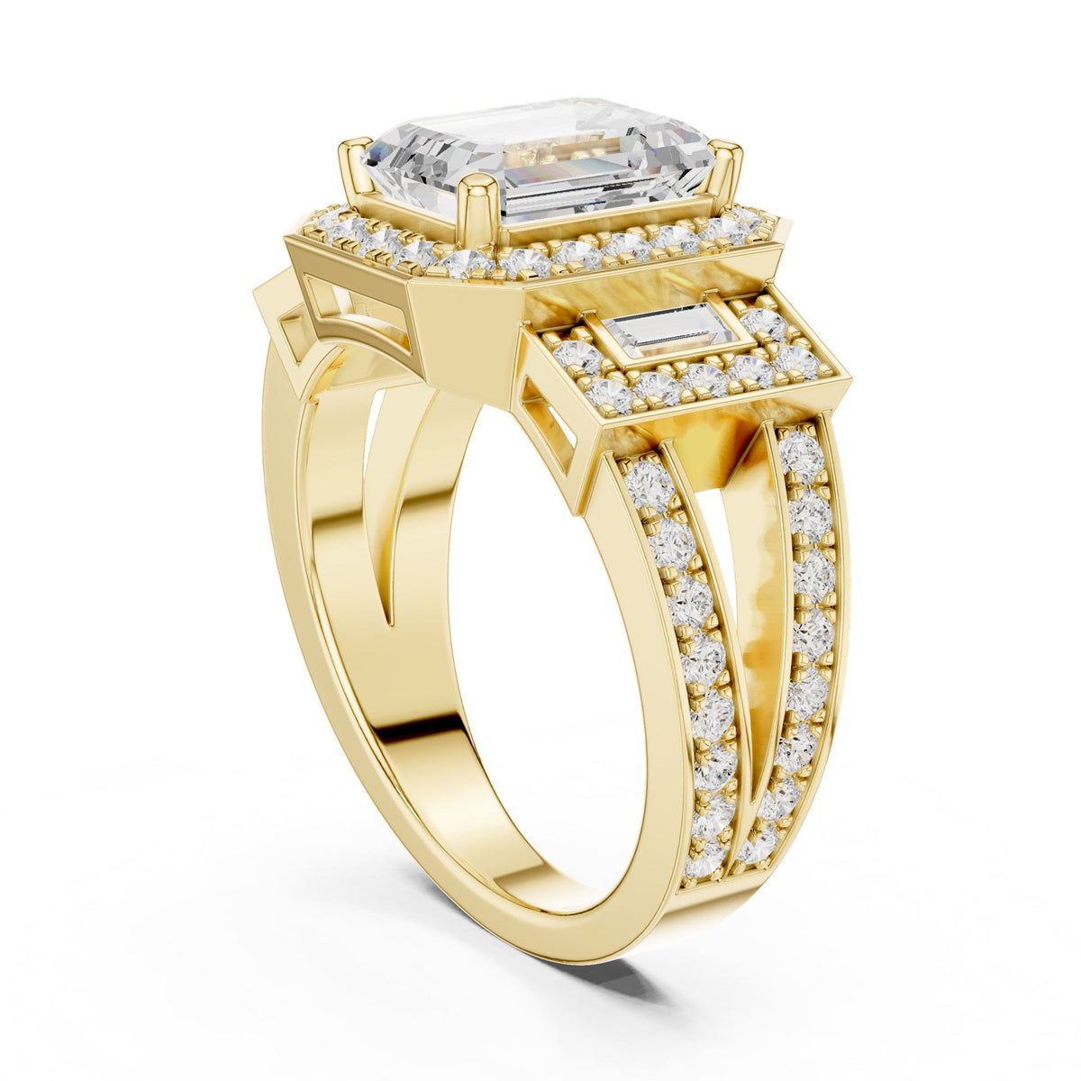 Emerald Halo Lab Grown Diamond Engagement Ring