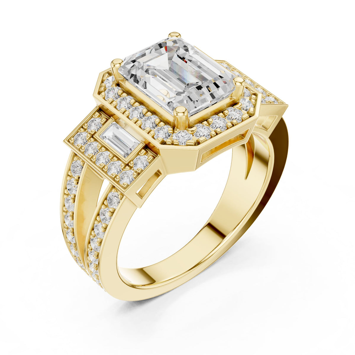 Emerald Halo Lab Grown Diamond Engagement Ring