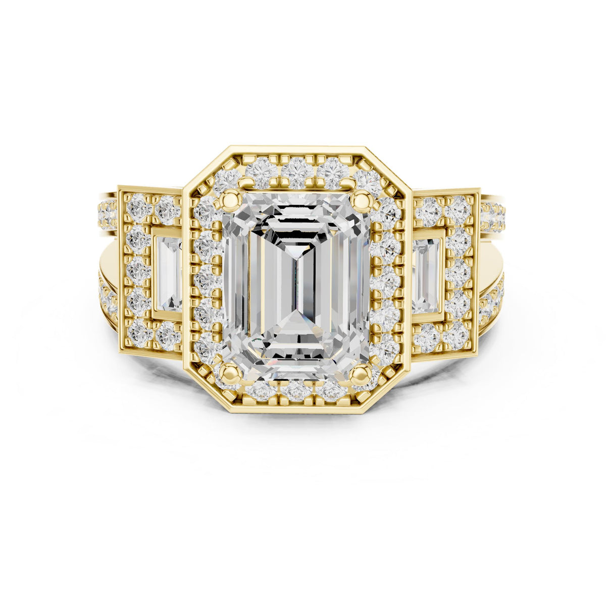 Emerald Halo Lab Grown Diamond Engagement Ring