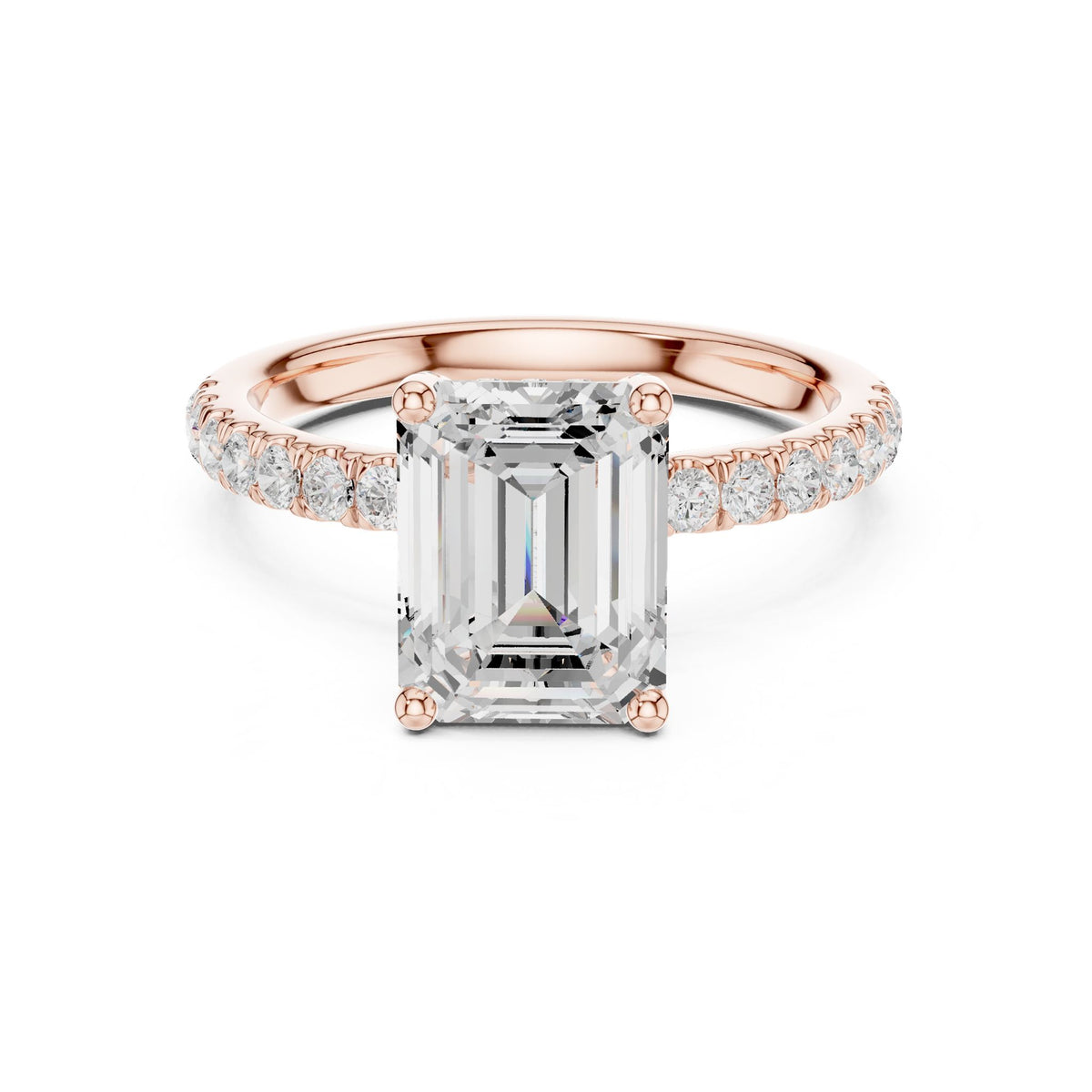 Emerald Hidden Halo Lab Grown Diamond Engagement Ring