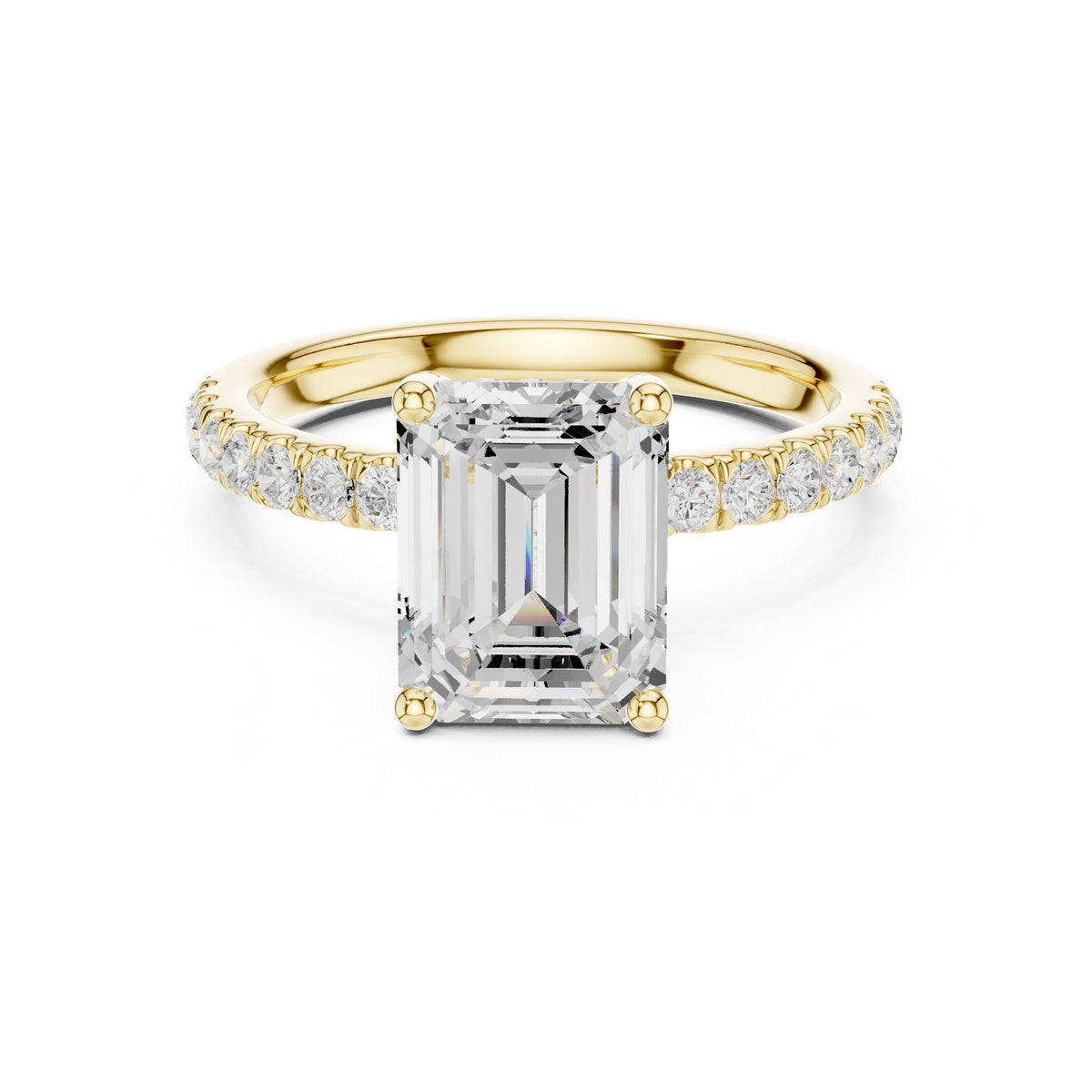 Emerald Hidden Halo Lab Grown Diamond Engagement Ring