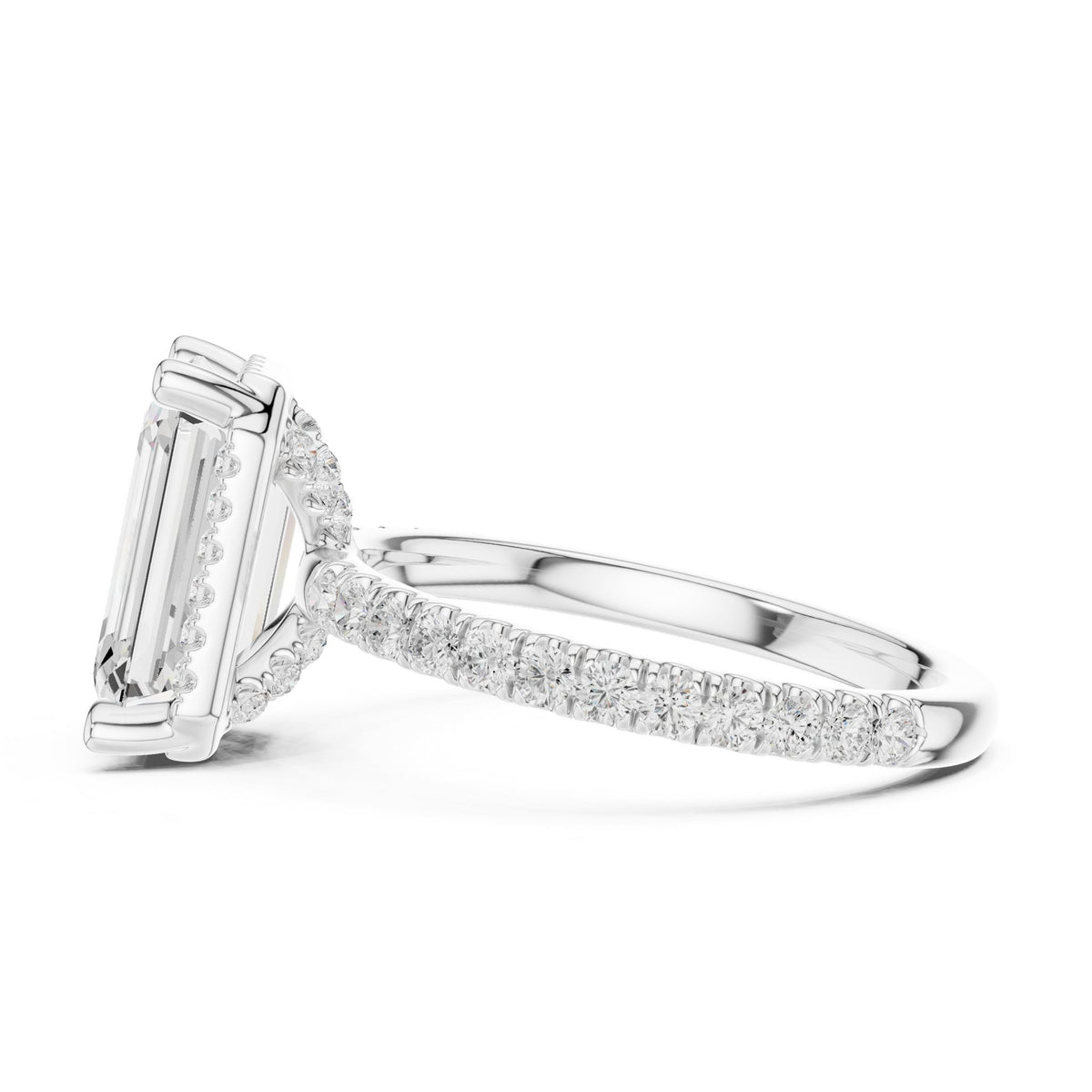 Emerald Hidden Halo Lab Grown Diamond Engagement Ring