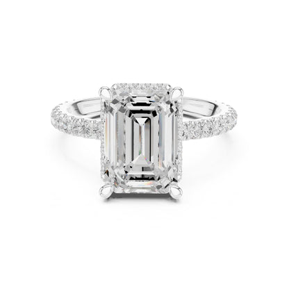 Emerald Hidden Halo Lab Grown Diamond Engagement Ring