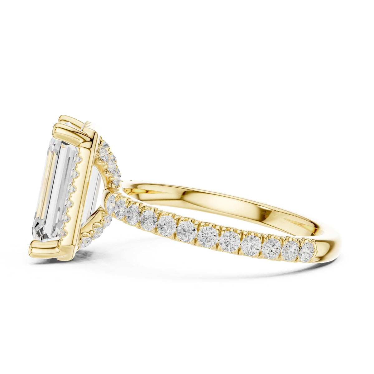 Emerald Hidden Halo Lab Grown Diamond Engagement Ring