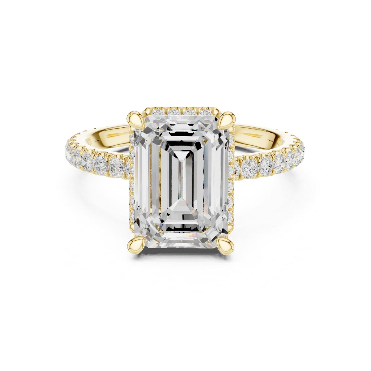 Emerald Hidden Halo Lab Grown Diamond Engagement Ring