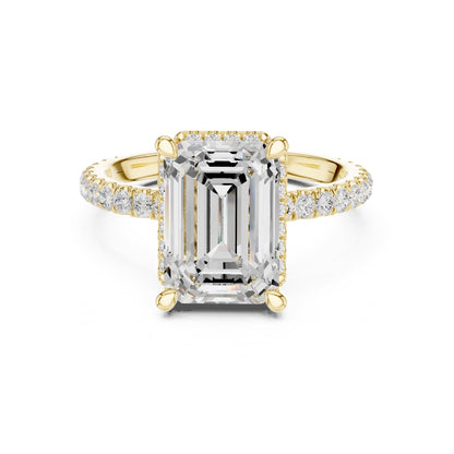 Emerald Hidden Halo Lab Grown Diamond Engagement Ring