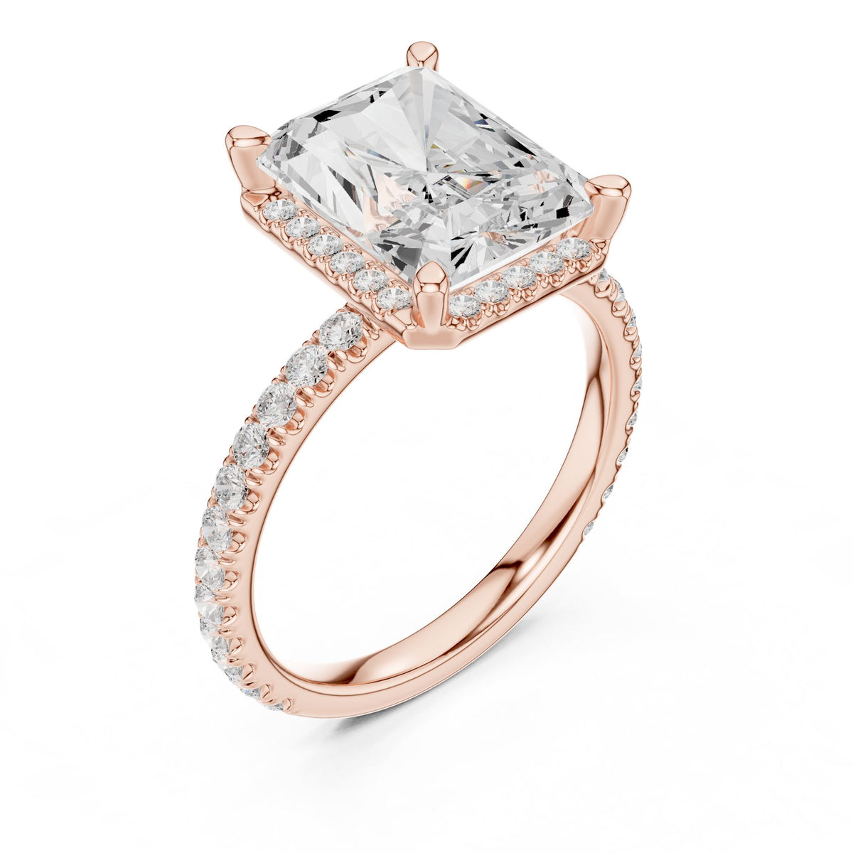 Emerald Hidden Halo Lab Grown Diamond Engagement Ring