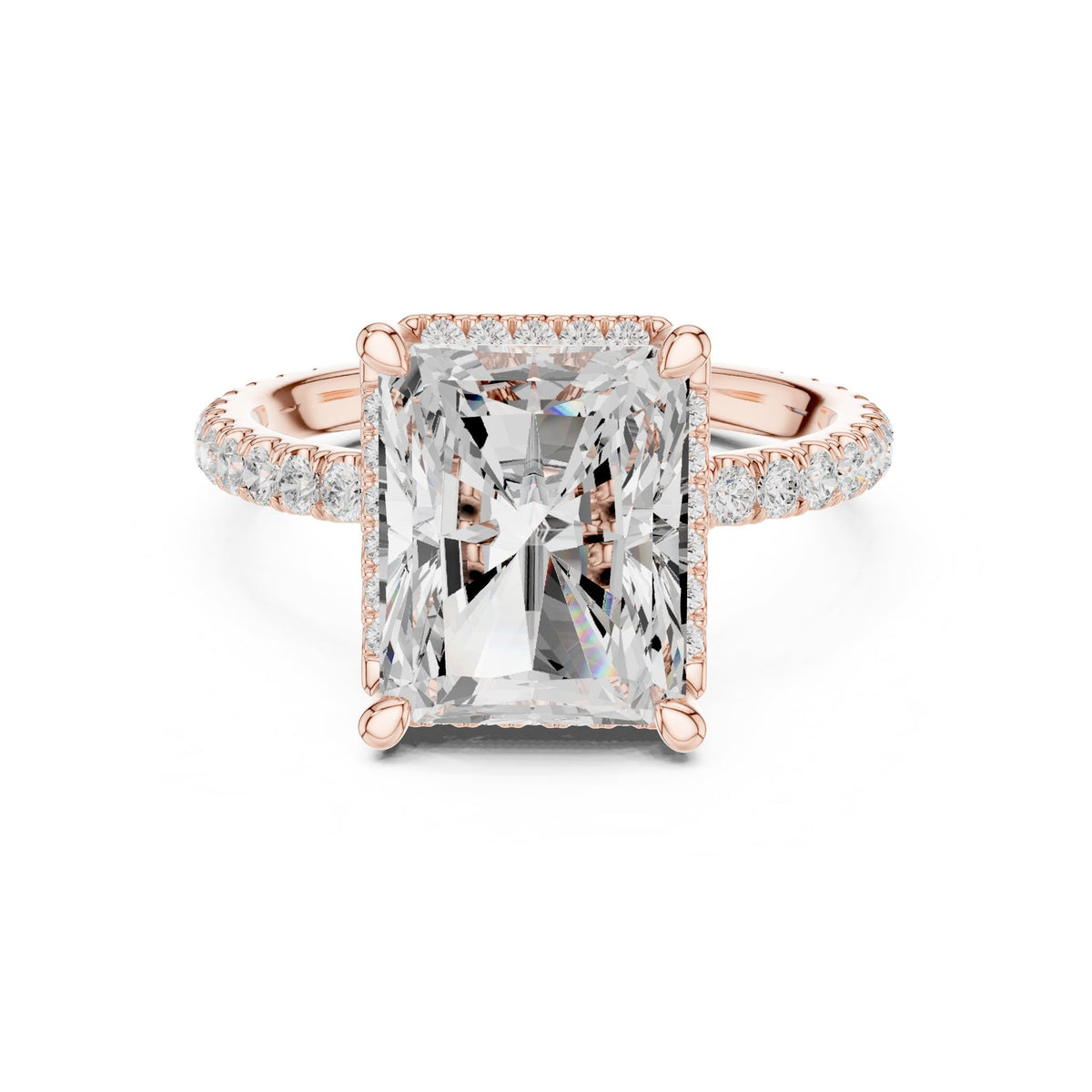 Emerald Hidden Halo Lab Grown Diamond Engagement Ring