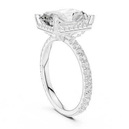 Emerald Hidden Halo Lab Grown Diamond Engagement Ring