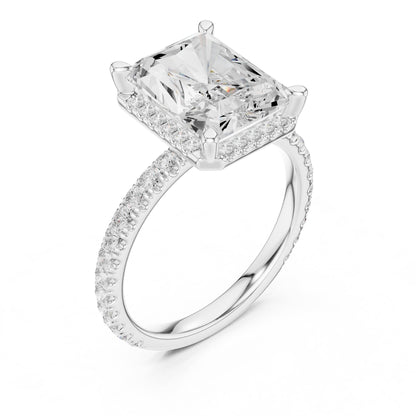 Emerald Hidden Halo Lab Grown Diamond Engagement Ring