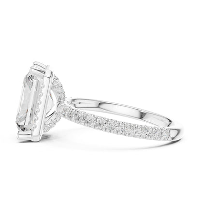 Emerald Hidden Halo Lab Grown Diamond Engagement Ring