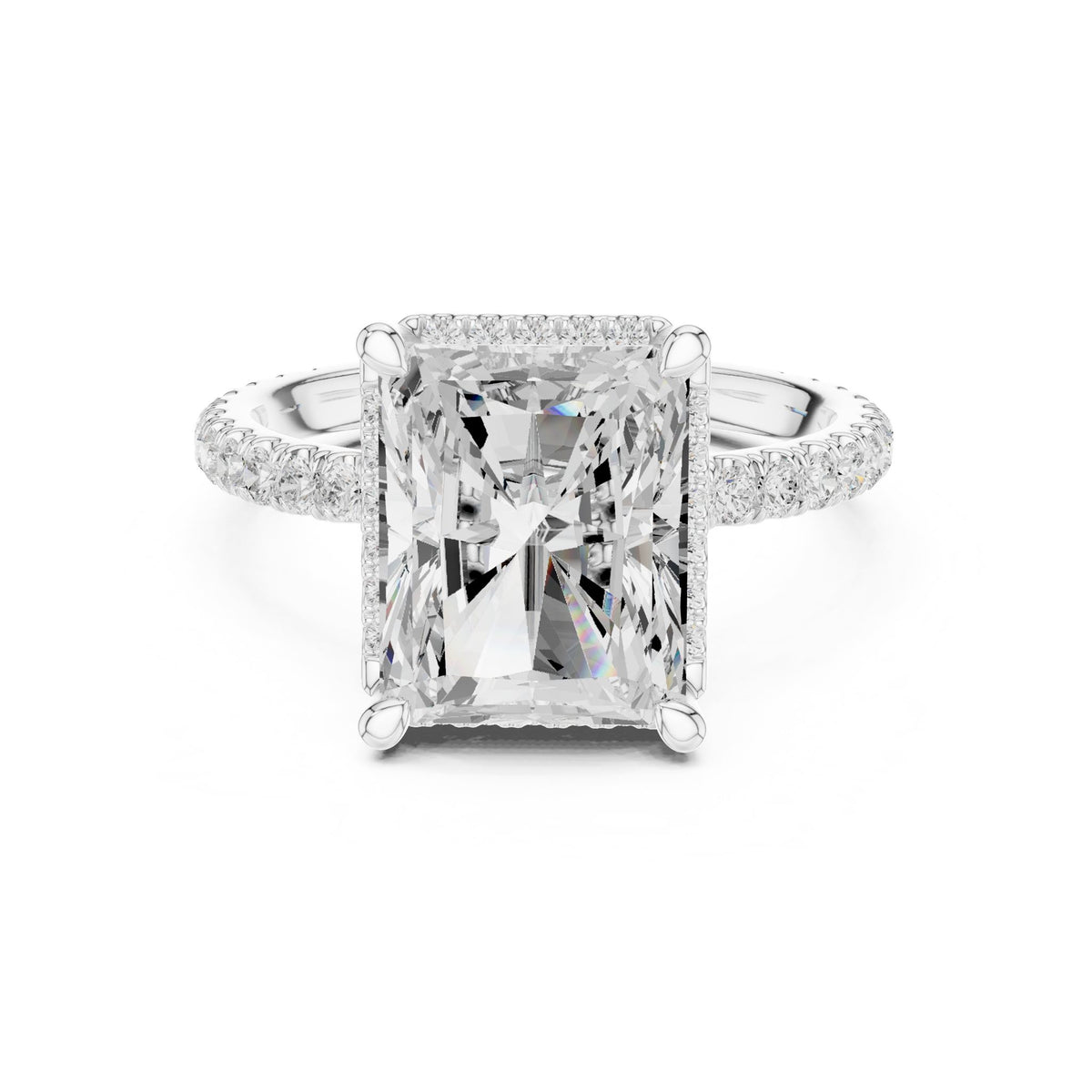 Emerald Hidden Halo Lab Grown Diamond Engagement Ring