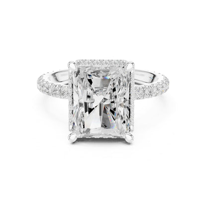 Emerald Hidden Halo Lab Grown Diamond Engagement Ring