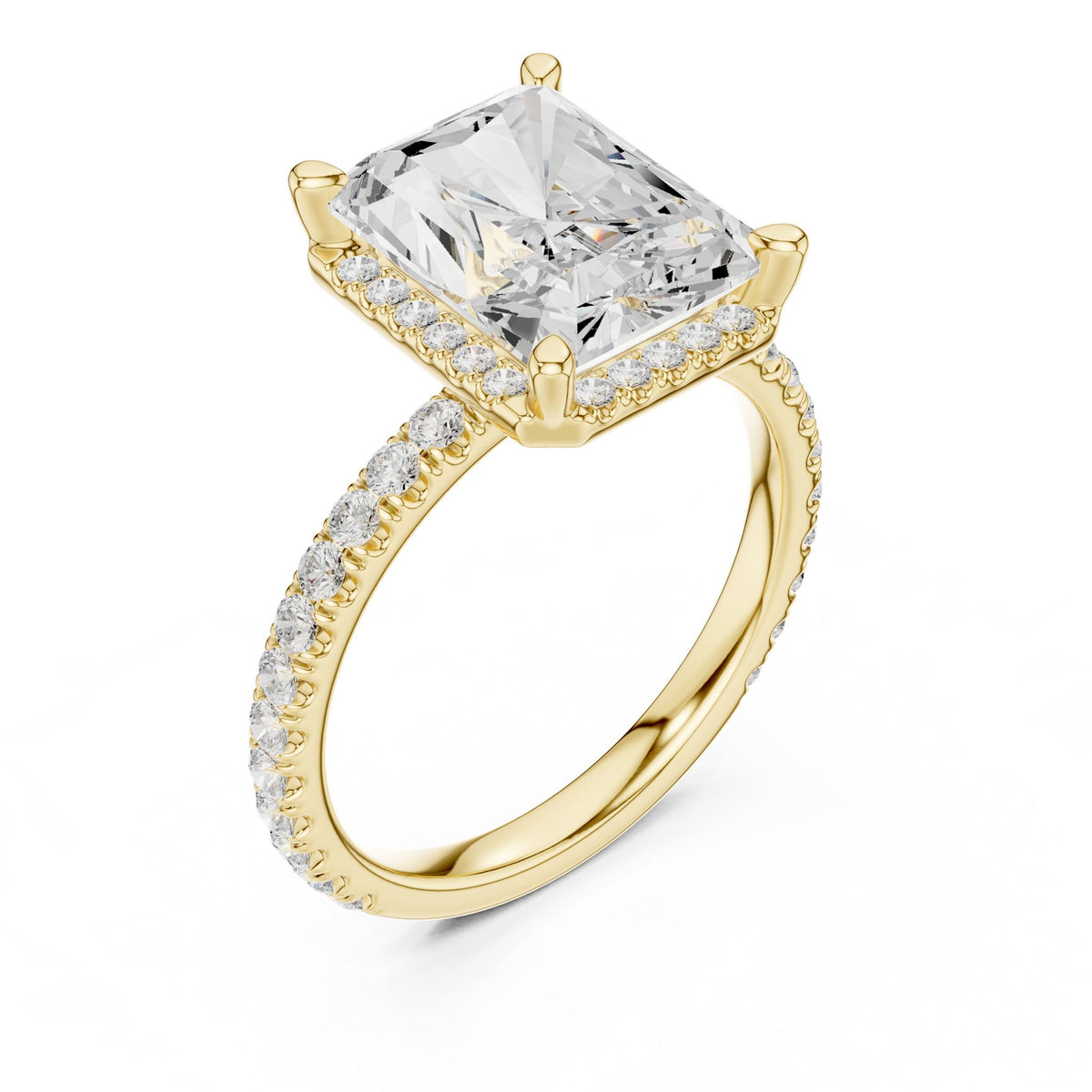 Emerald Hidden Halo Lab Grown Diamond Engagement Ring