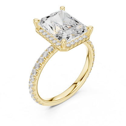 Emerald Hidden Halo Lab Grown Diamond Engagement Ring