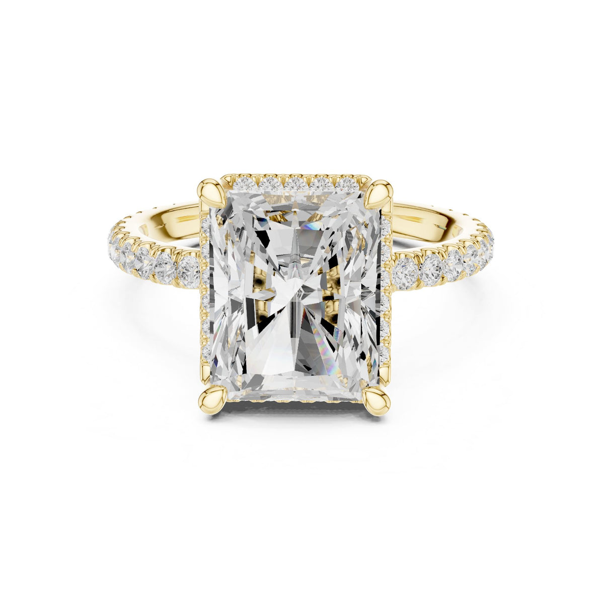 Emerald Hidden Halo Lab Grown Diamond Engagement Ring