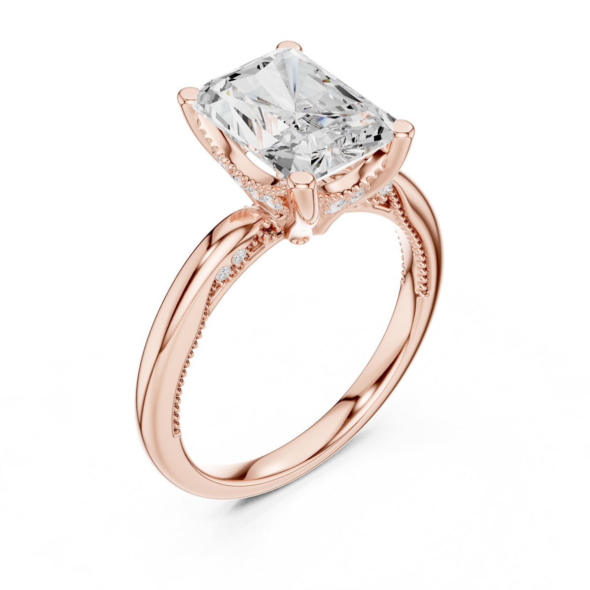 Emerald Hidden Halo Lab Grown Diamond Engagement Ring