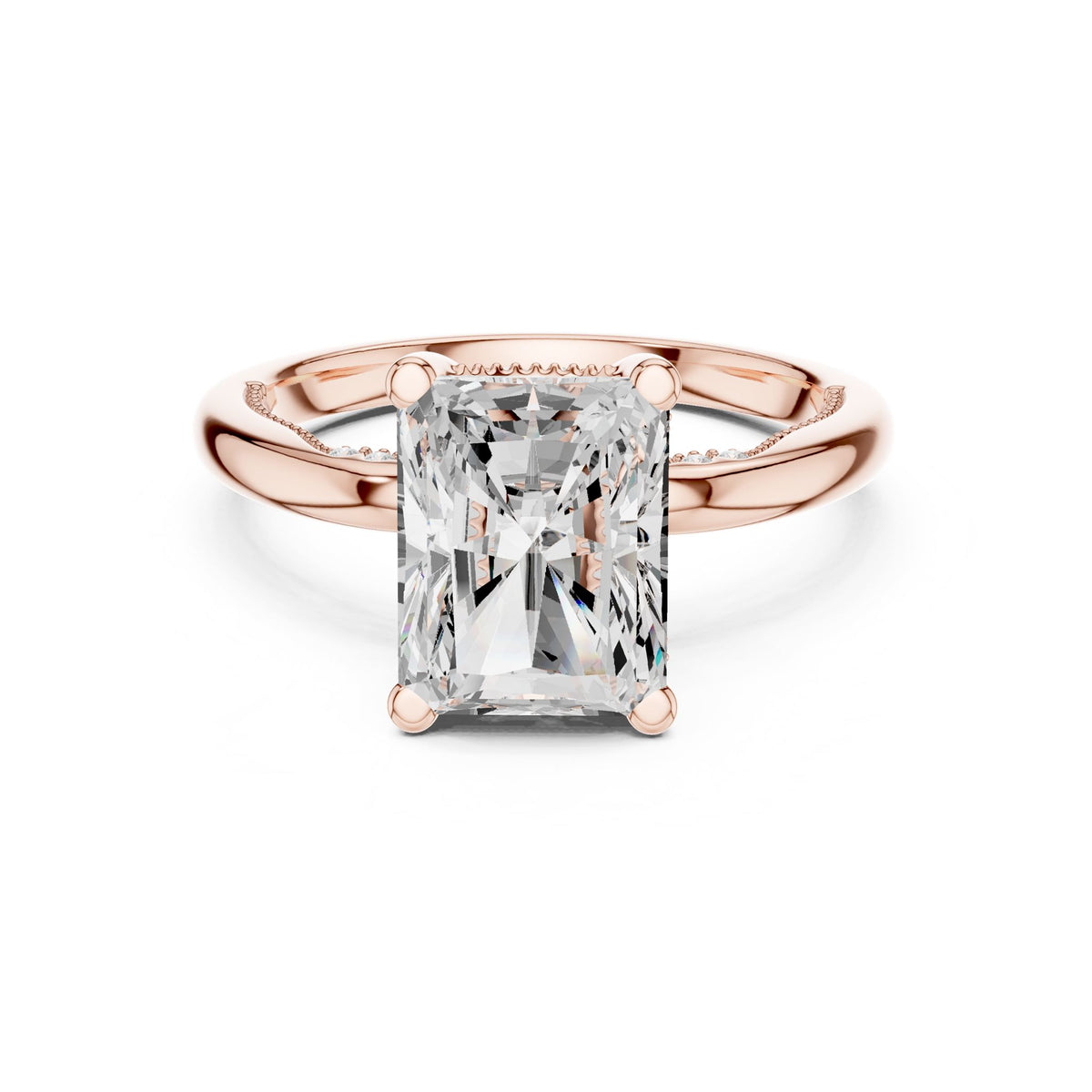 Emerald Hidden Halo Lab Grown Diamond Engagement Ring