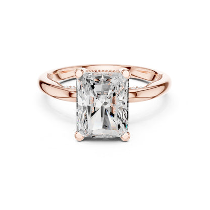 Emerald Hidden Halo Lab Grown Diamond Engagement Ring