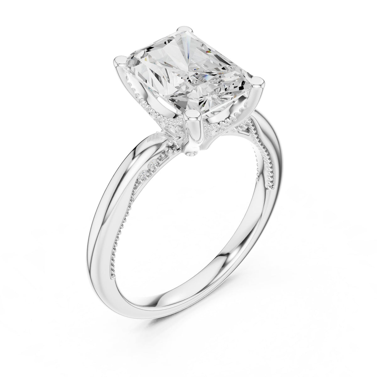Emerald Hidden Halo Lab Grown Diamond Engagement Ring