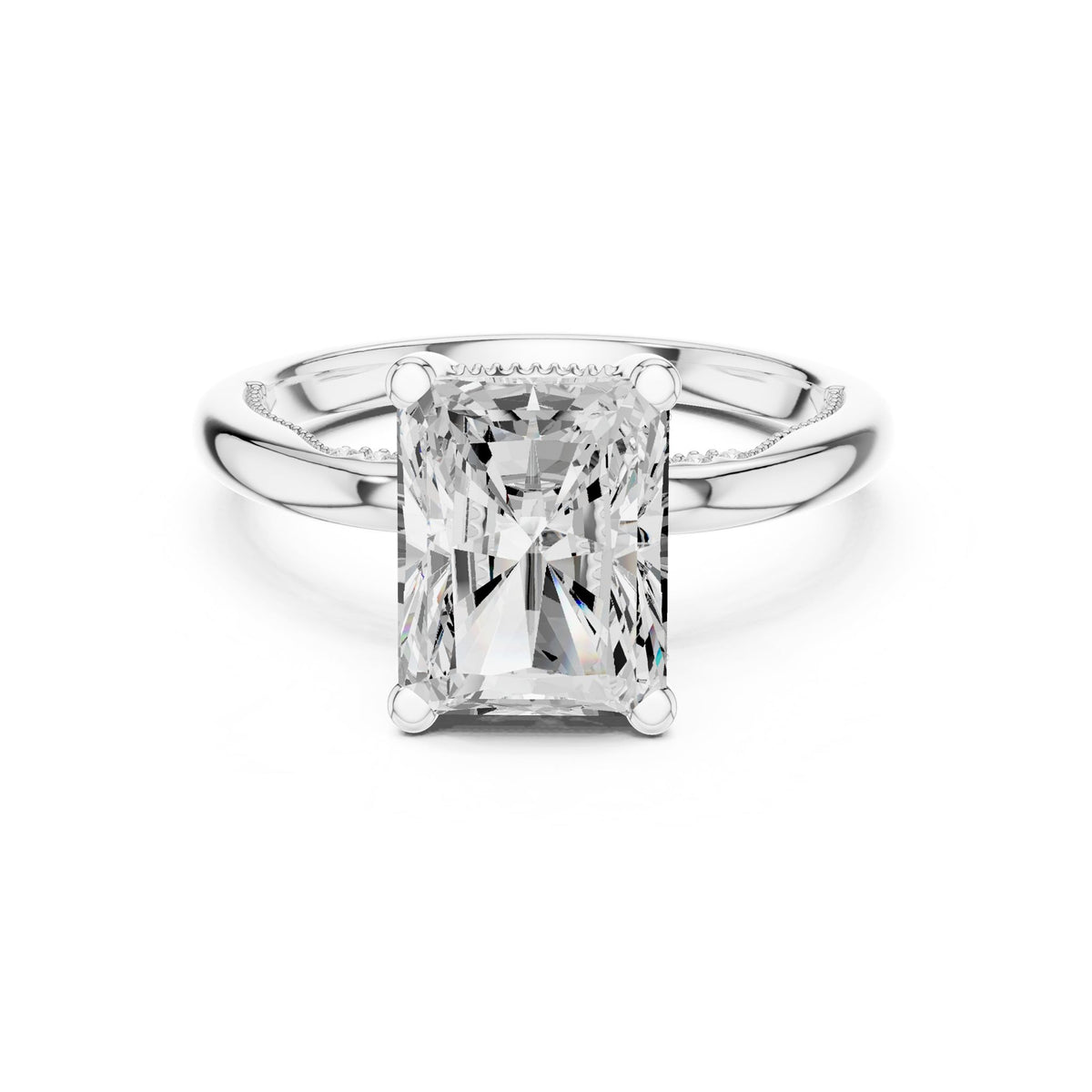 Emerald Hidden Halo Lab Grown Diamond Engagement Ring